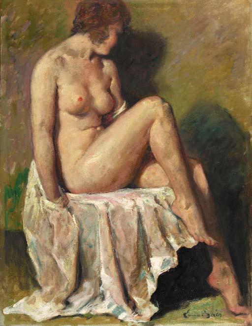 Emile Baes - A seated nude