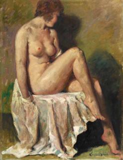 Emile Baes - A seated nude