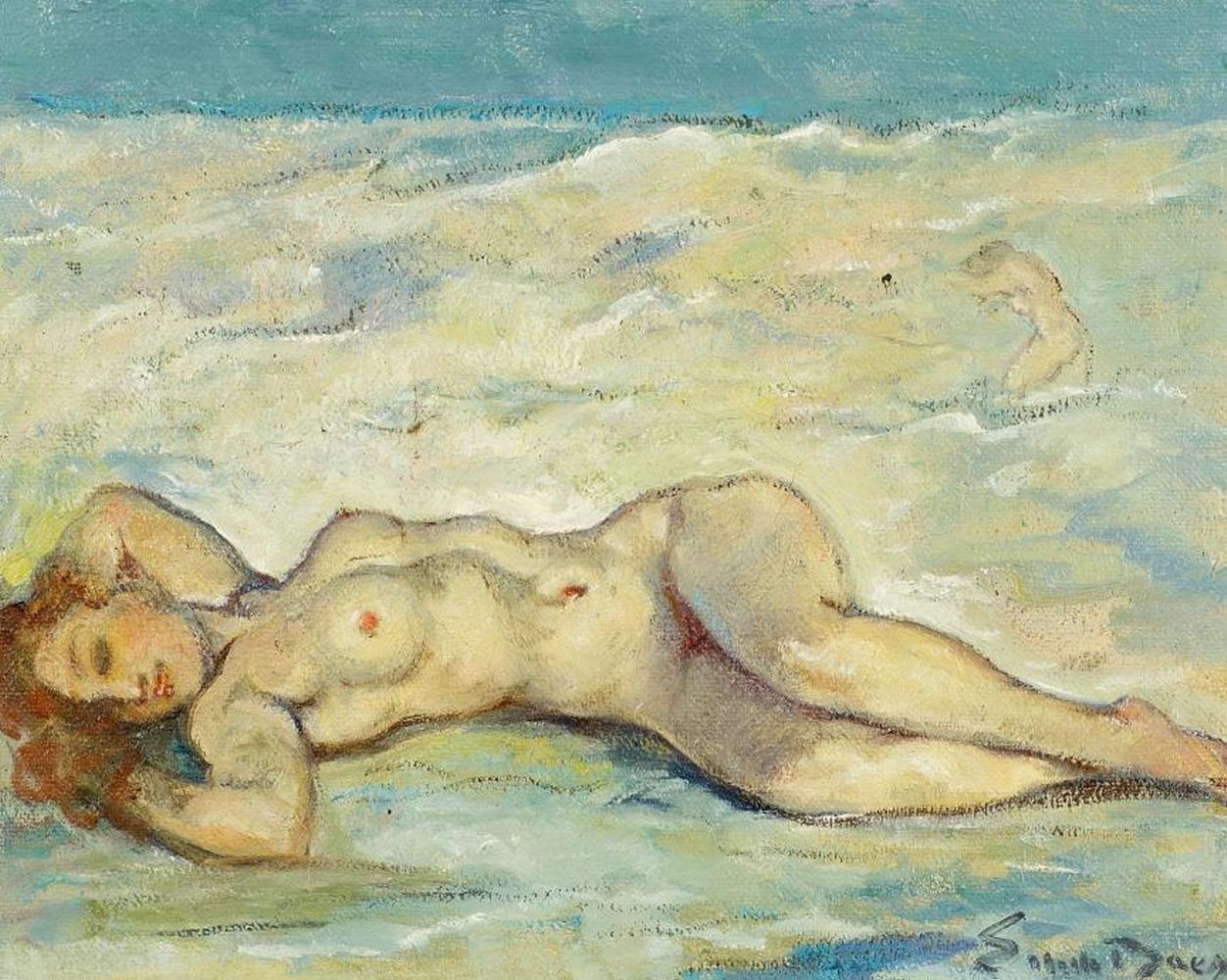 Emile Baes - Weiblicher Akt am Meer.