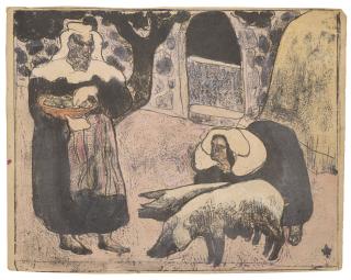 Émile Bernard - Bretonne nourissant les cochons