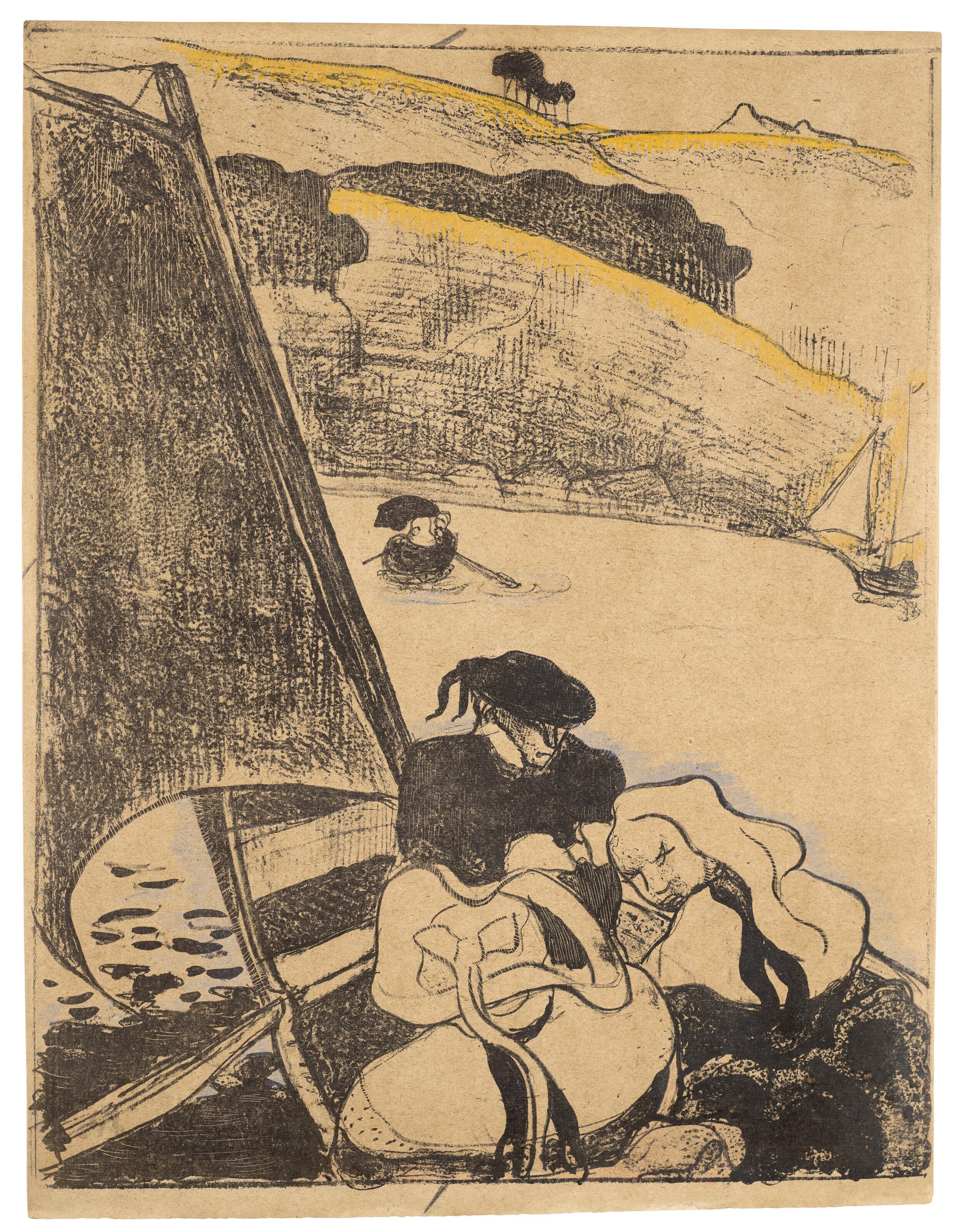 Emile Bernard - Bretons dans une barque ou Le retour du pardon