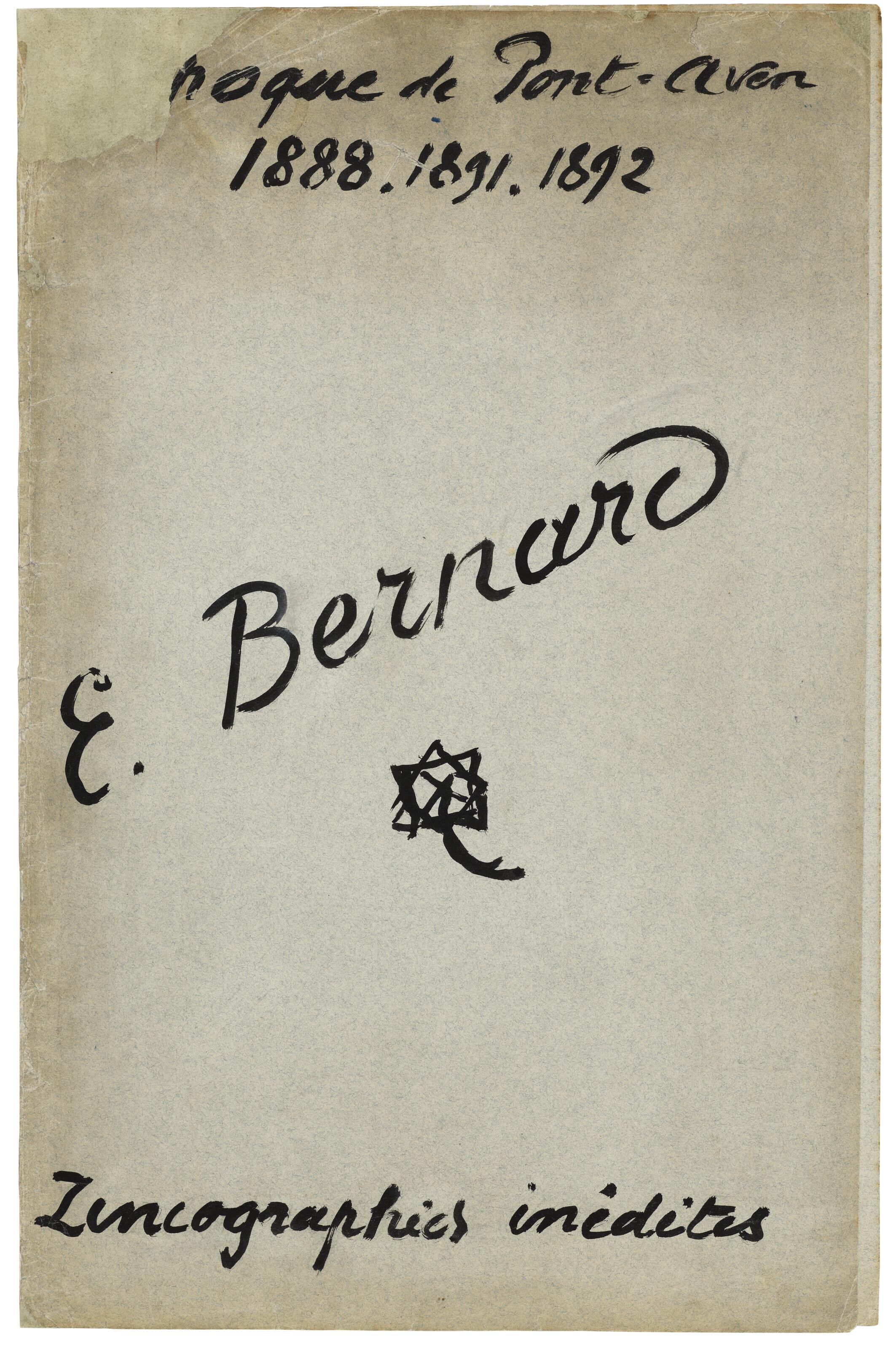 Émile Bernard - Chemise de la série Epoque de Pont-Aven 1888.1891.1892, Zincographies inédites
