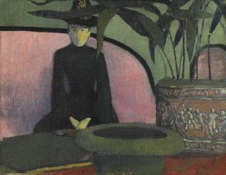 Émile Bernard - Femme Assise Sur Un Canapé Rose