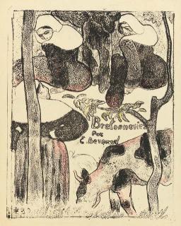 Emile Bernard - Les Bretonneries Cover; Bretons dans une Barque; Femmes étendant du Linge; Femmes faisant les Foins (Boyle-Turner p.48, fig. 6, B. 4, B. 7b, B. 6)
