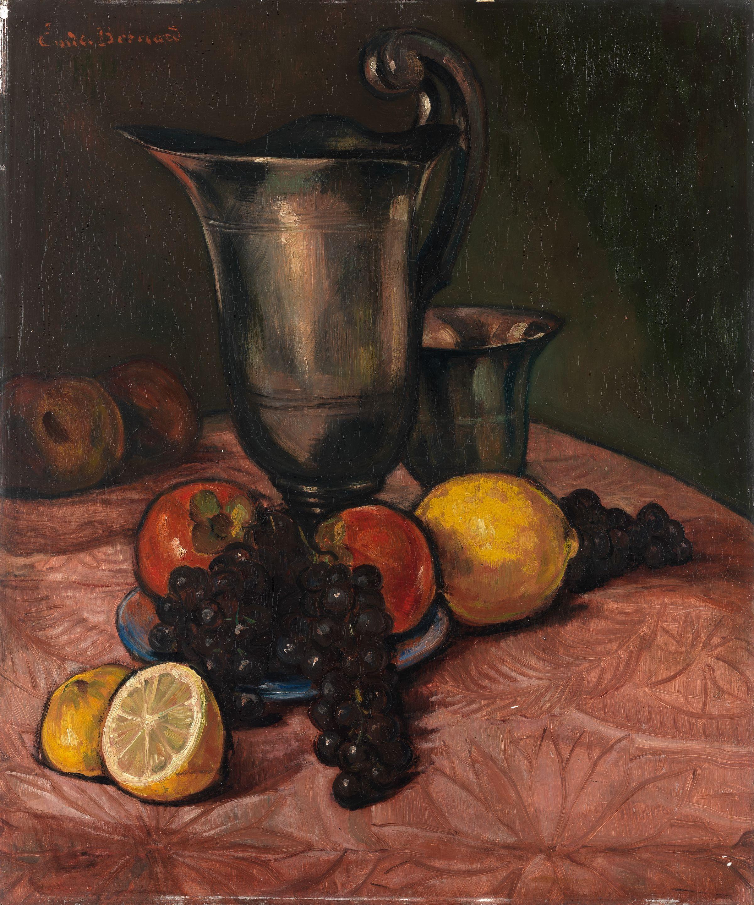 Émile Bernard - \'Natre Morte Aux Fruits, Broc Et Gobelet\'