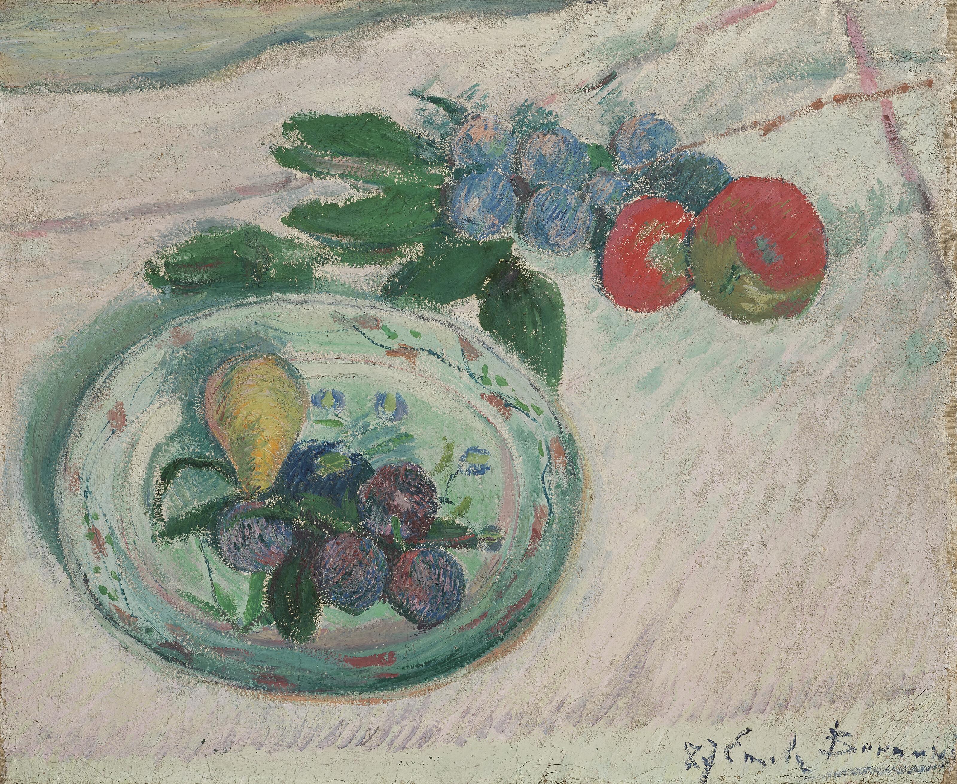 Émile Bernard - Nature morte (assiette et fruits)