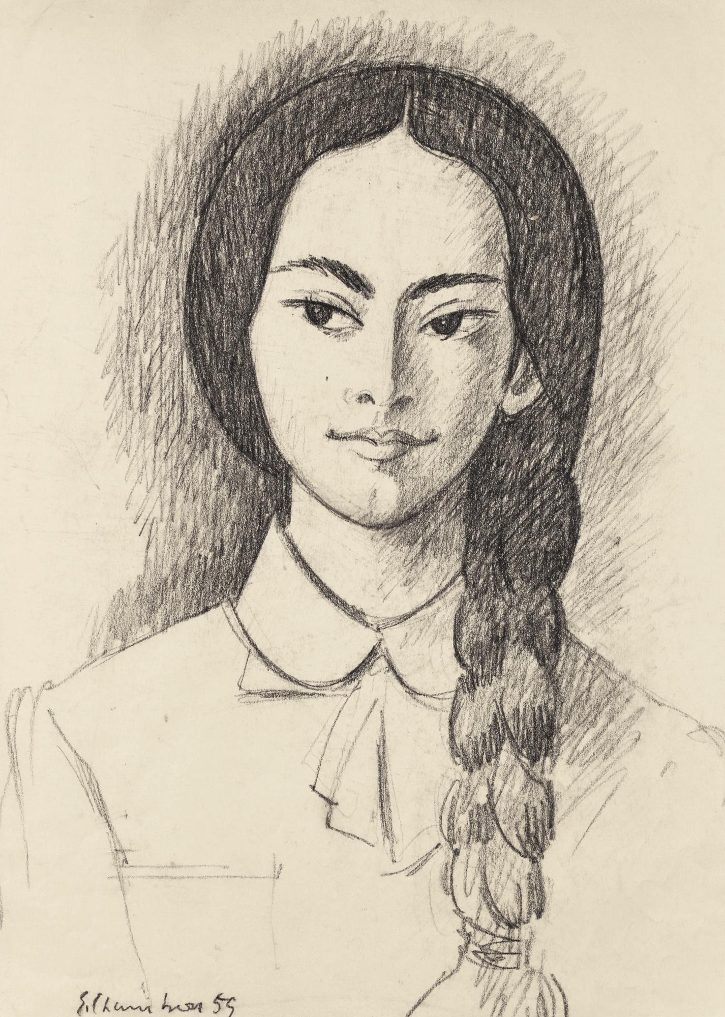 Emile Chambon - Portrait D\'Une Jeune Fille, 1959