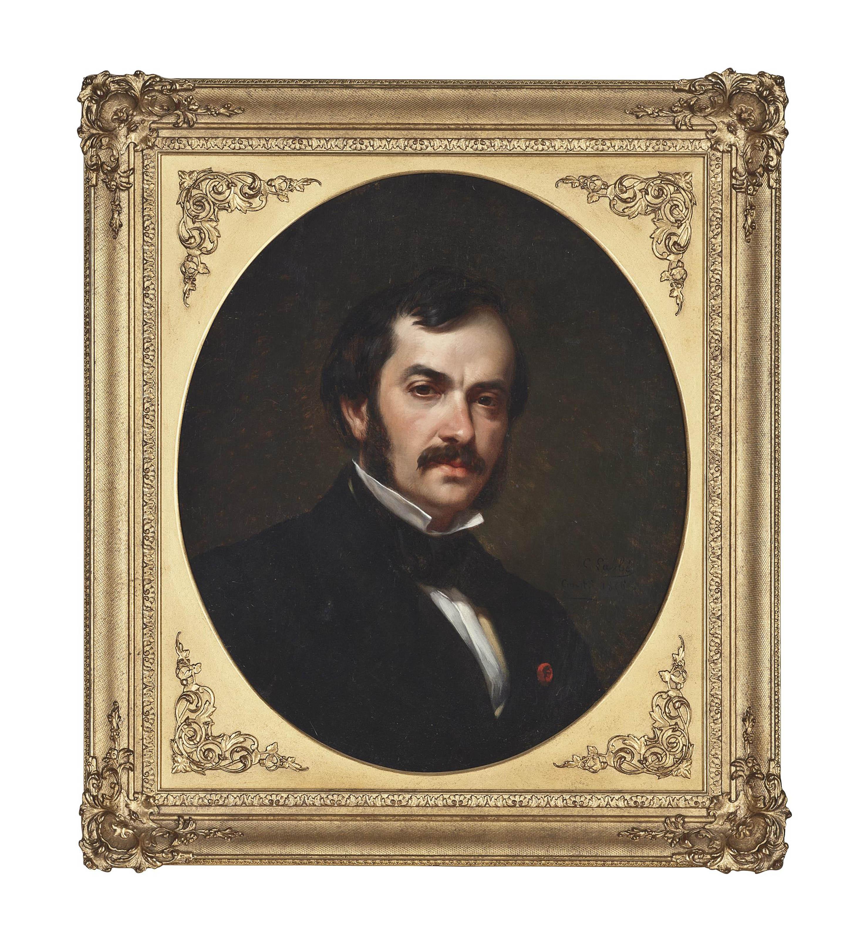 Emile Charles Labbé - Portrait of A Gentleman, Bust-Length, In A Bow Tie