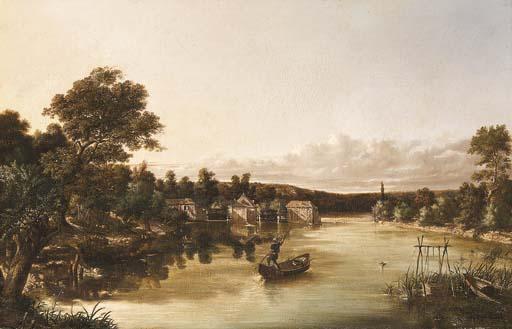 Emile-Charles Lambinet - A fisherman in a punt