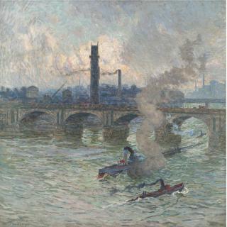 Emile Claus - Belgian Bateaux A Vapeur Sur La Tamise