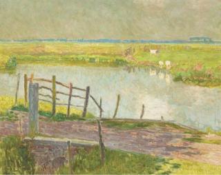 Emile Claus - La Barrière (mai) -  La Lys