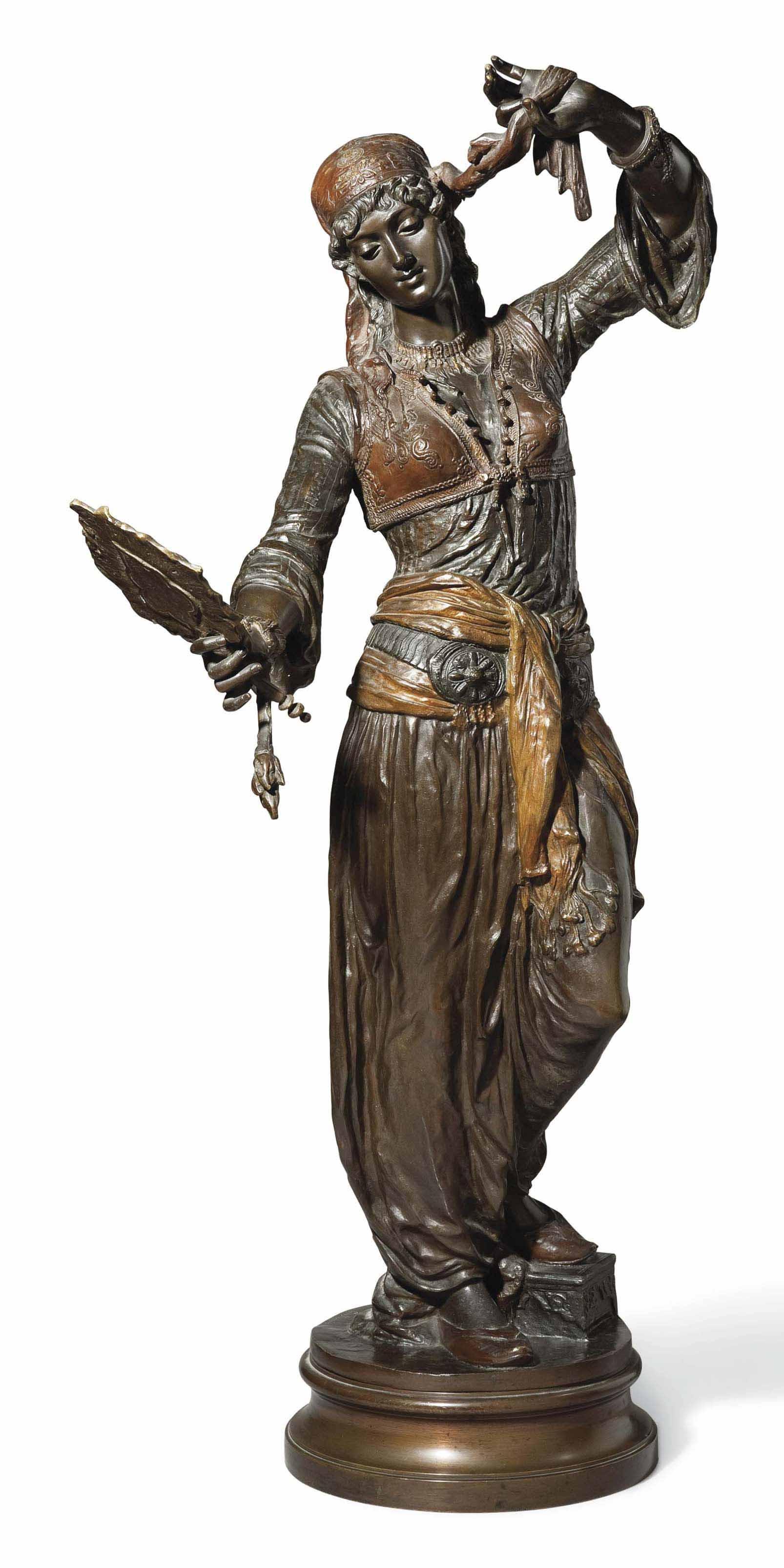 Emile-Coriolan-Hippolyte Guillemin - Orientalist Dancing Girl With Mirror