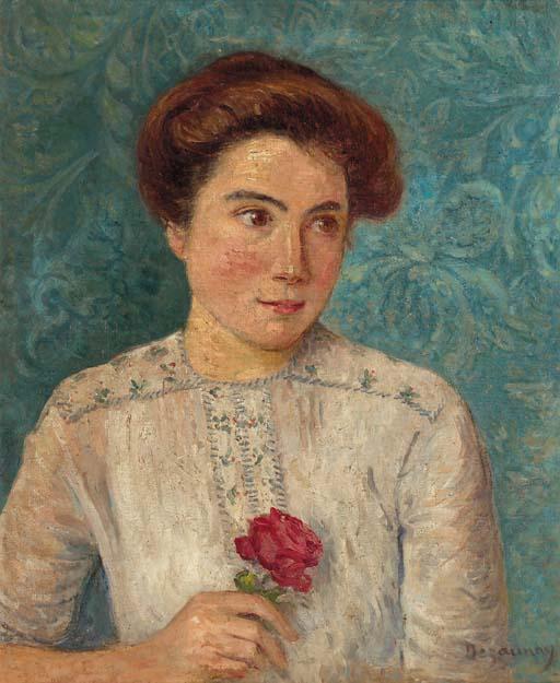 Emile Dezaunay - Jeune fille à la rose