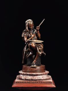 Emile Edmond Peyñot - A Seated Arab Cleaning His Weapons