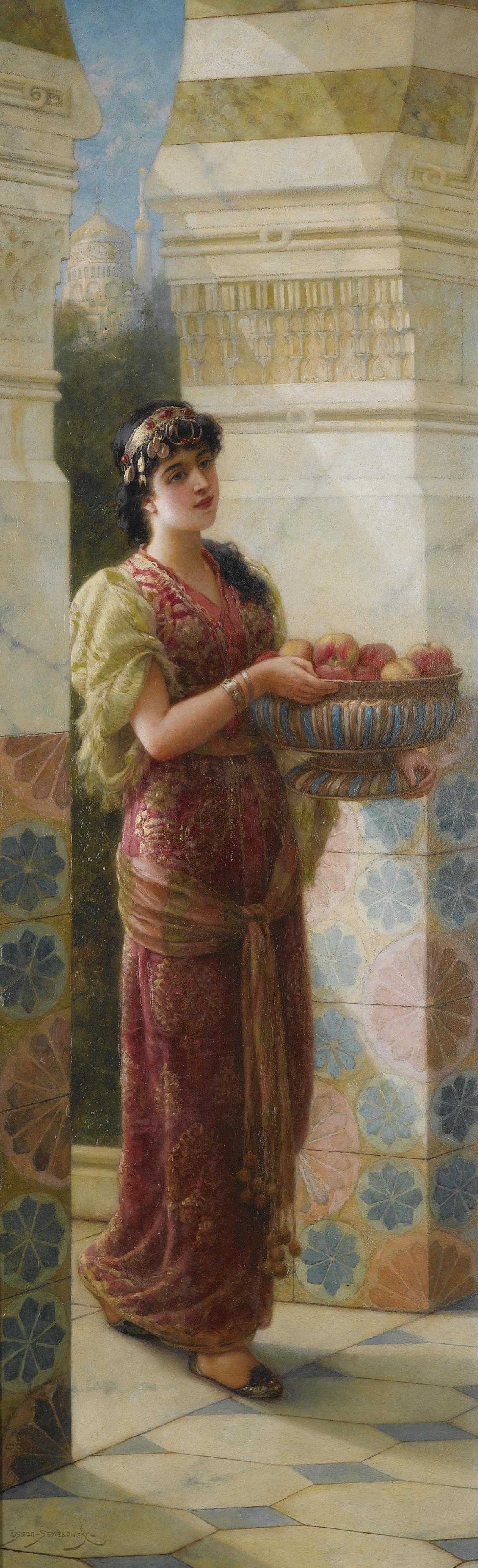 Emile Eisman-Semenowsky - The Fruit Seller; Catching Butterflies: Two Paintings