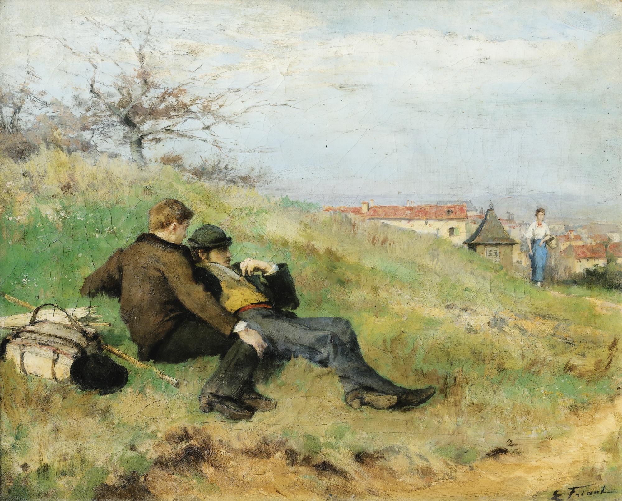 Emile Friant - Artists Mathias Schif And Camille Martin Sitting In The Countryside