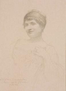 Emile Friant - Portrait de Madame de la Charlotterie en buste, un turban dans les cheveux