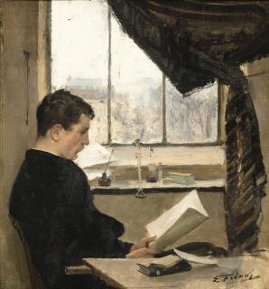 Emile Friant - Self-Portrait Reading In The Studio, Also Known As The Student