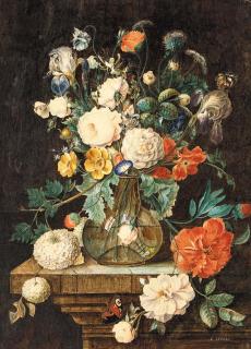 Emile Georges Weiss - Summer bouquet with butterflies