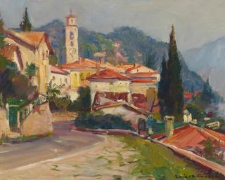 Emile Gruppe - Lake Como 16 x 20 in. framed 22 x 26 in.