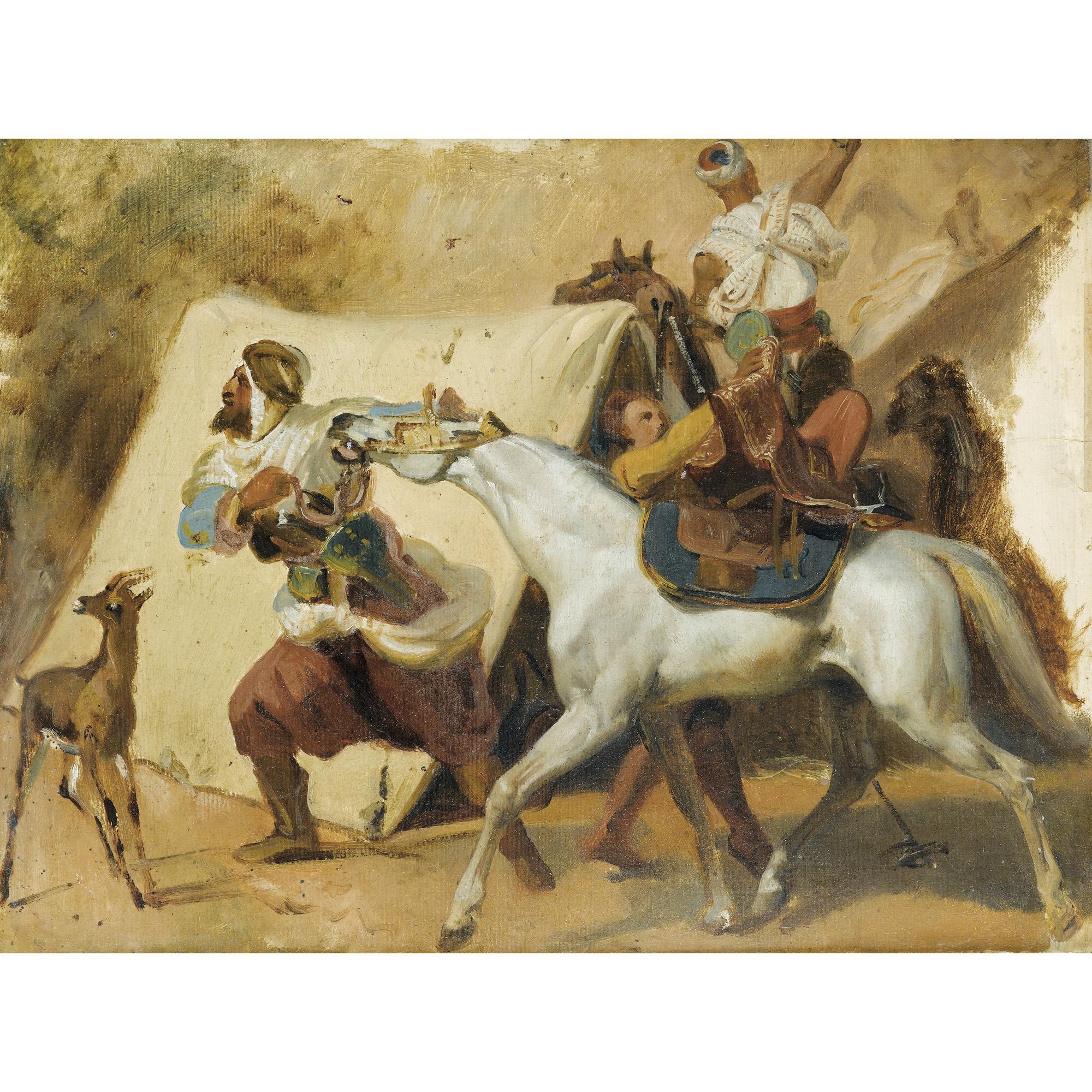 Émile-Jean-Horace Vernet - Etude Pour La Prise De La Smalah D\'Abd El Kaderhorace Vernet ; Study For The Attack Of Abd El Kader \'S Smalah By The Duke D\'Aumale ; Oil On Paper Laid Down On Board, Srenghtened By A Canvas