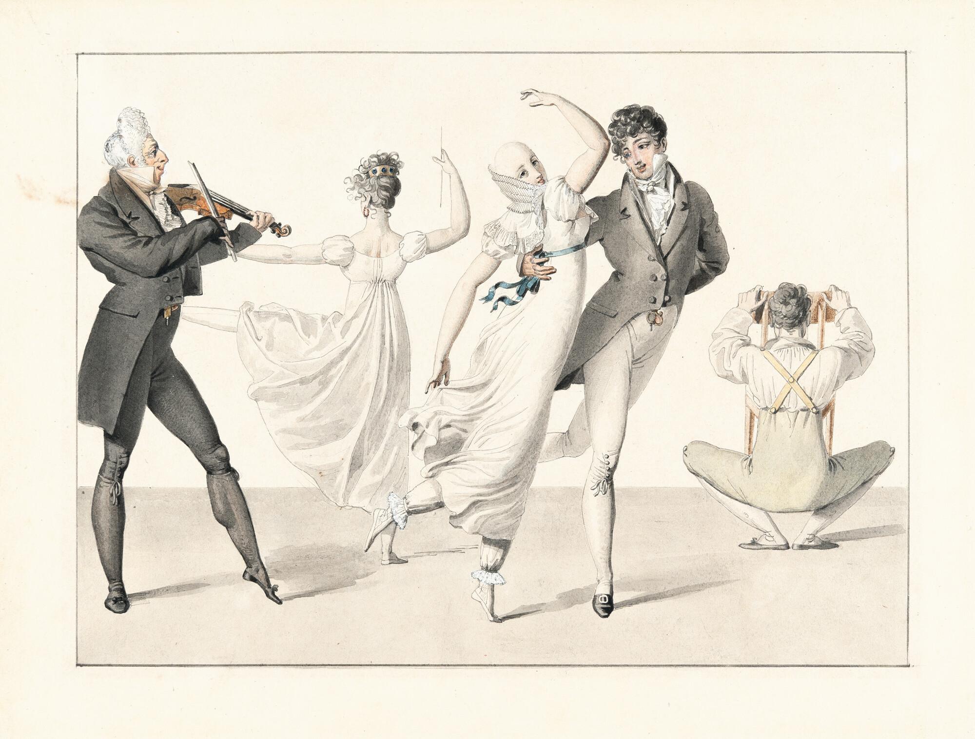 Émile Jean Horace Vernet - Geigenspieler mit Tanzpaaren