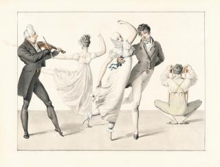 Émile Jean Horace Vernet - Geigenspieler mit Tanzpaaren