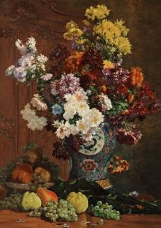Emile Laborne - Stillife with flowers and urn