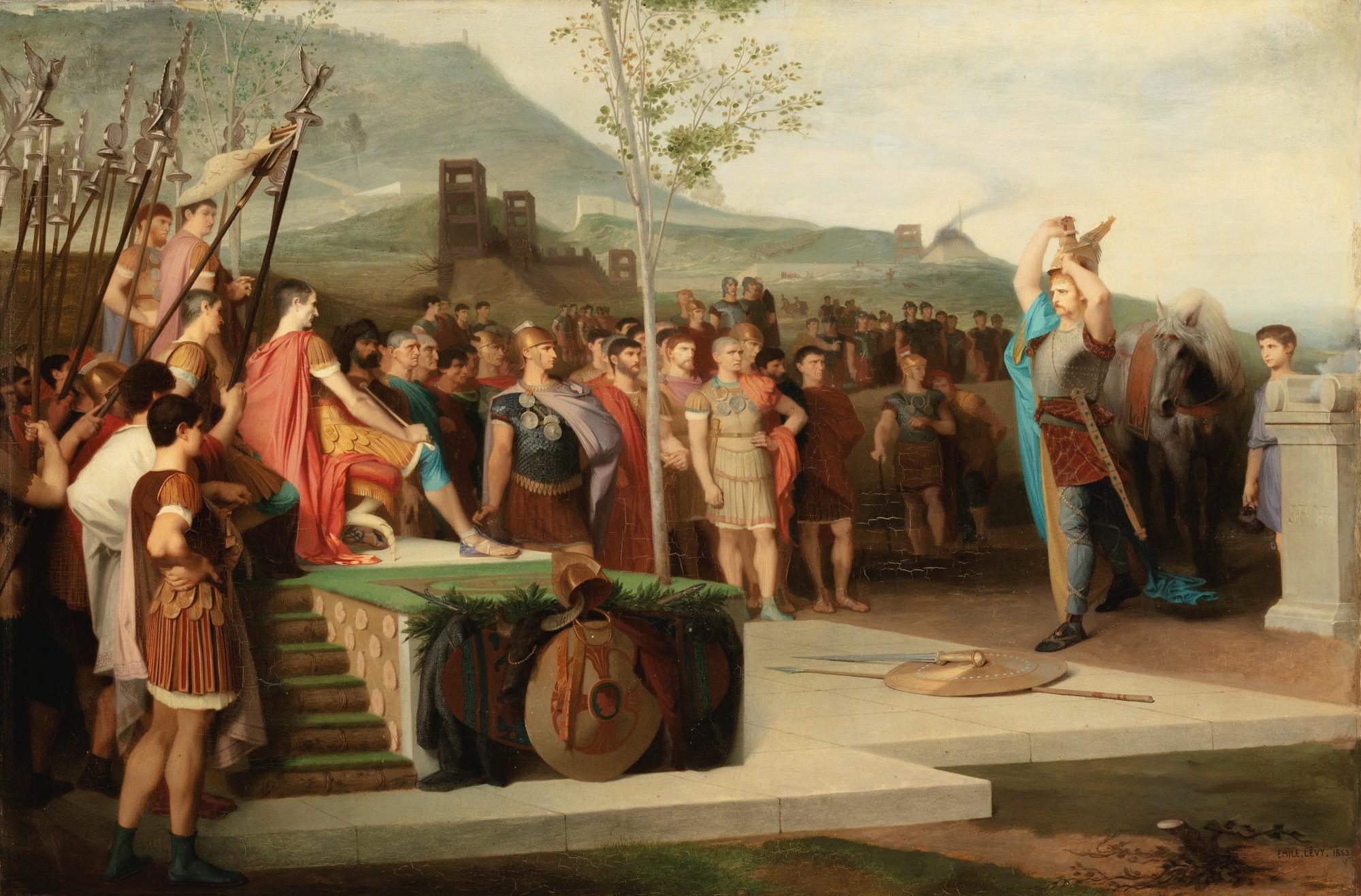 Emile Lévy - VERCINGETORIX THROWS DOWN HIS ARMS AT THE FEET OF JULIUS CAESAR