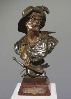 Emile Louis Picault - Bronze à patine brune représentant Salvator Rosa, portant l\'inscription \'EPICAULT\' sous l\'épaule gauche