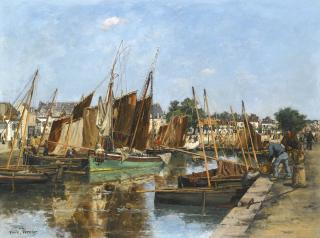 Emile Louis Vernier - French Bateaux Au Port