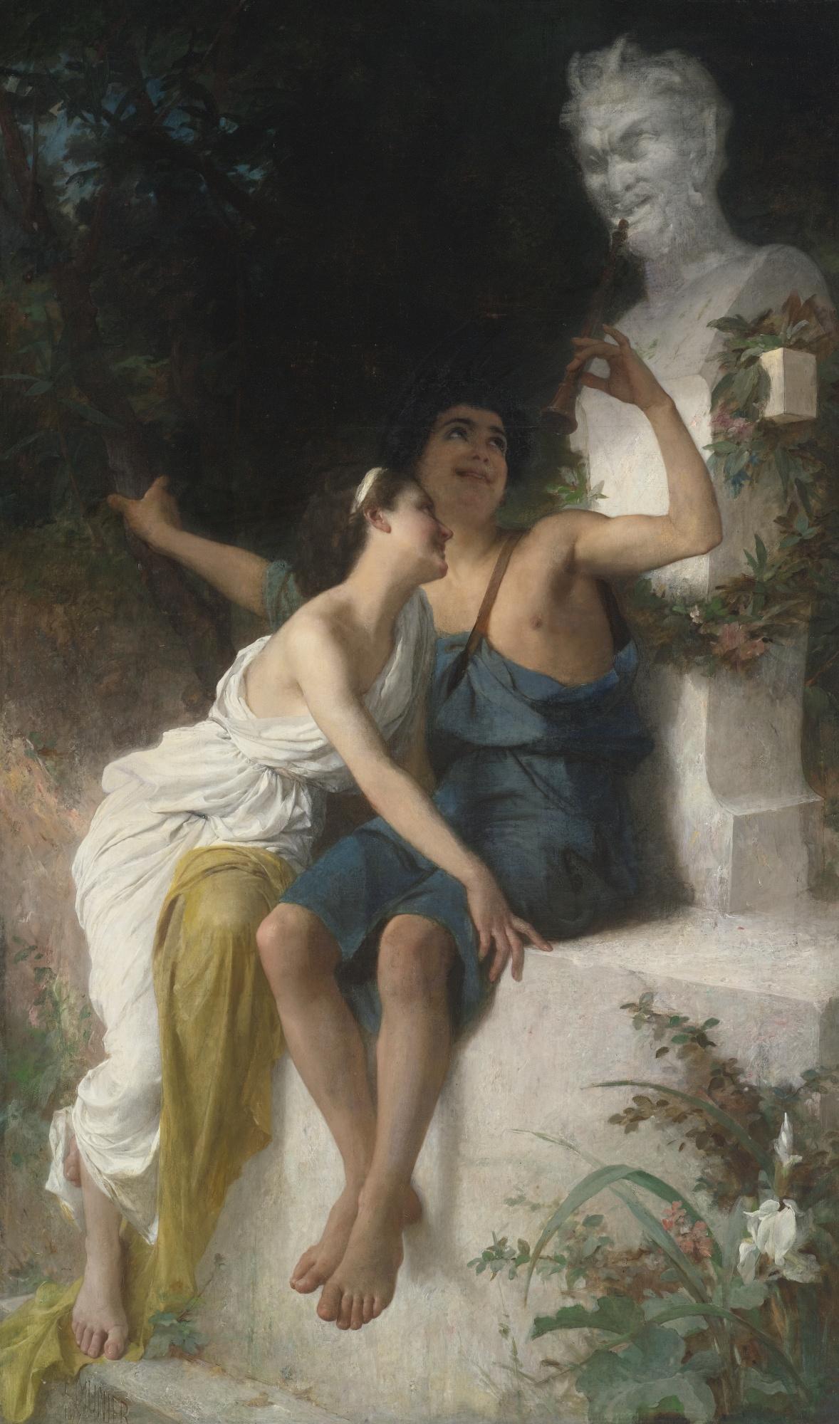 Émile Munier - French Young Lovers Mocking Pan