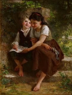 Emile Munier - Kinder auf der Treppe.