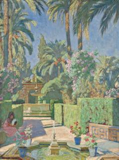 Emile-Octave-Denis-Victor Guillonnet - Contemplation in the garden