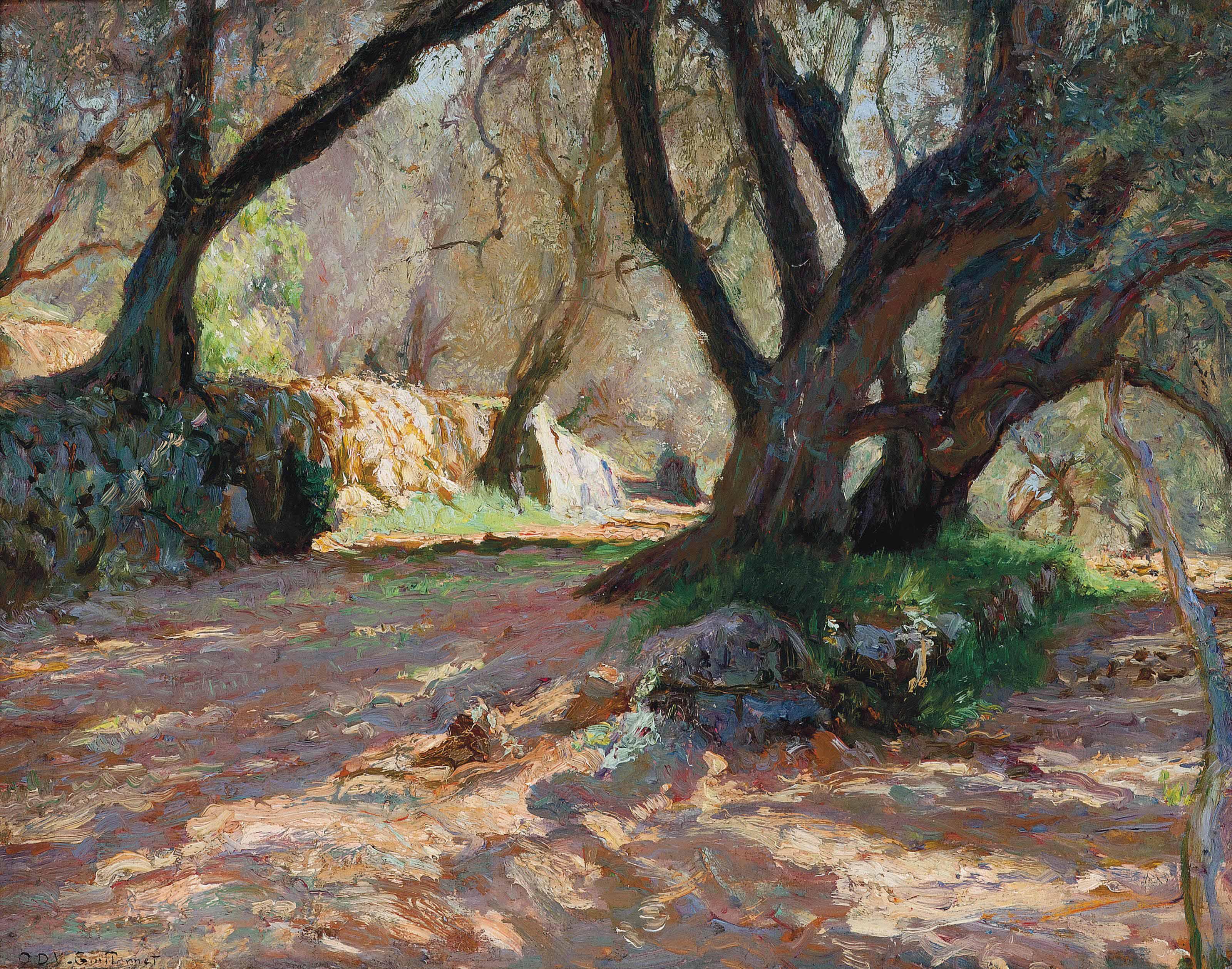 Emile-Octave-Denis-Victor Guillonnet - Dappled Sunlight In The Garden