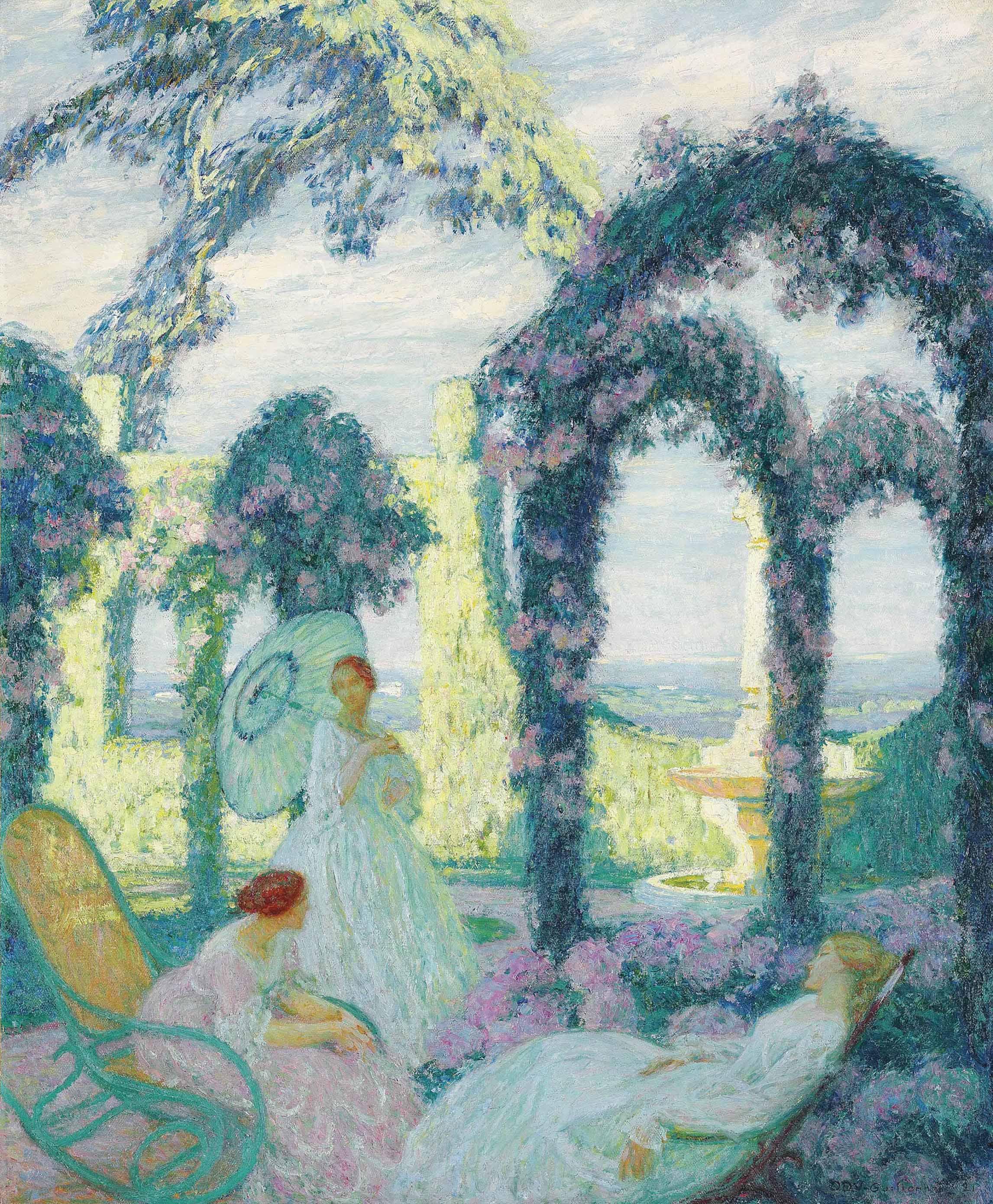 Emile-Octave-Denis-Victor Guillonnet - Femmes Au Jardin
