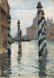 Emile-Octave-Denis-Victor Guillonnet - On The Grand Canal, Santa Maria Della Salute Beyond
