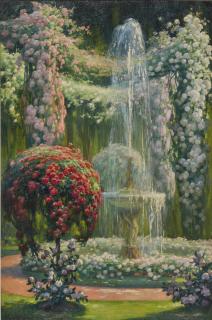Emile Quentin Brin - Jardin Fleuri À La Fontaine