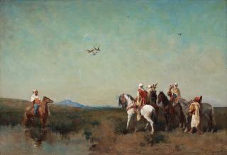 Émile Regnault de Maulmain - Hunting with falcons