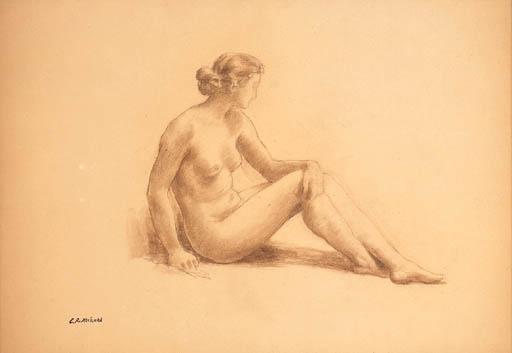Emile Rene Ménard - A seated female nude