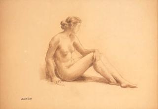 Emile Rene Ménard - A seated female nude