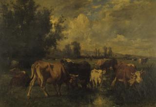 Émile Van Marcke De Lummen - Cattle In A Field