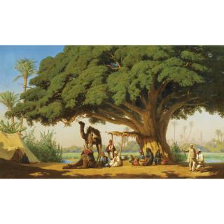 Émile Vernet-Lecomte - French travelling Artists Sketching An Arab Encampment, Cairo