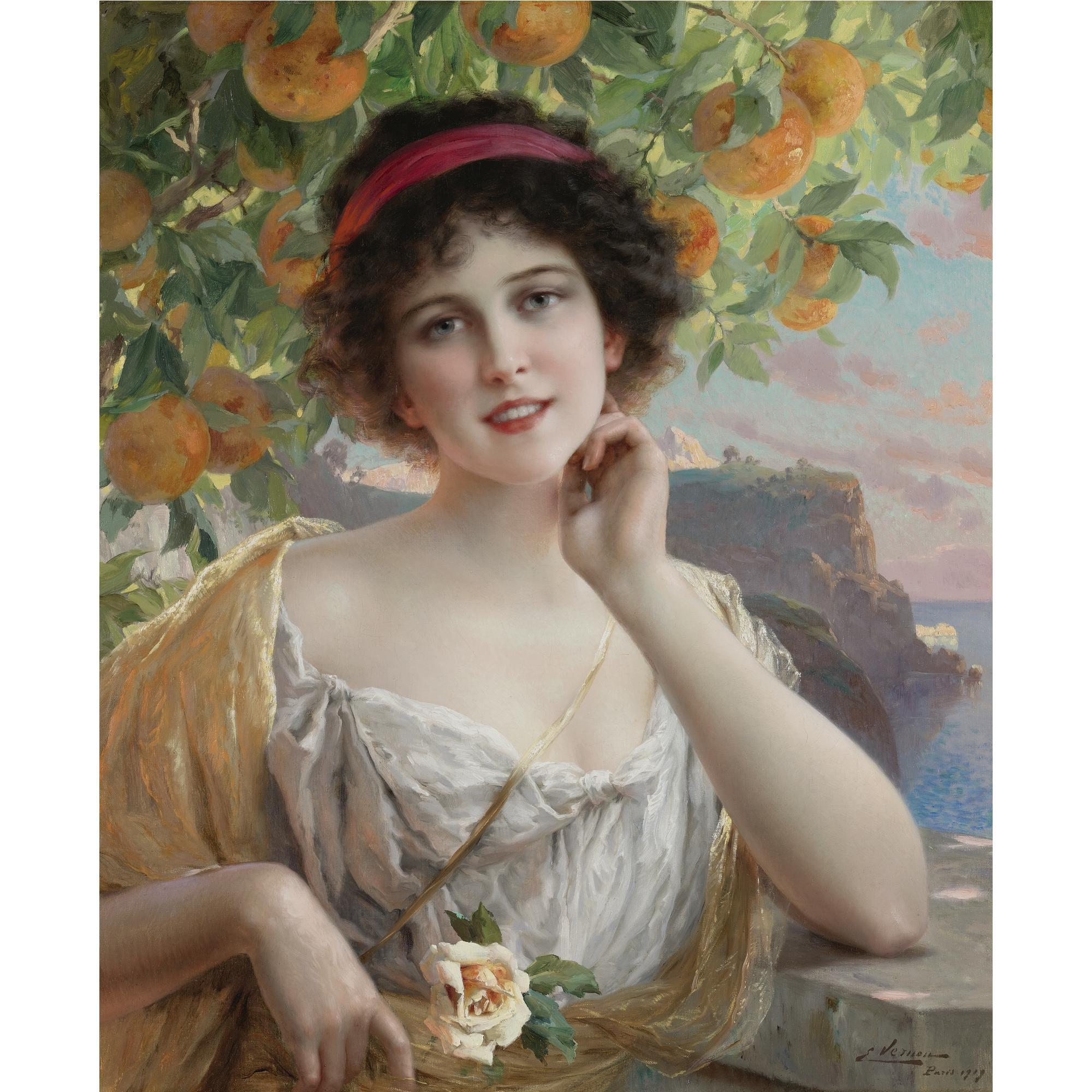 Émile Vernon - French Beauty Under The Orange Tree