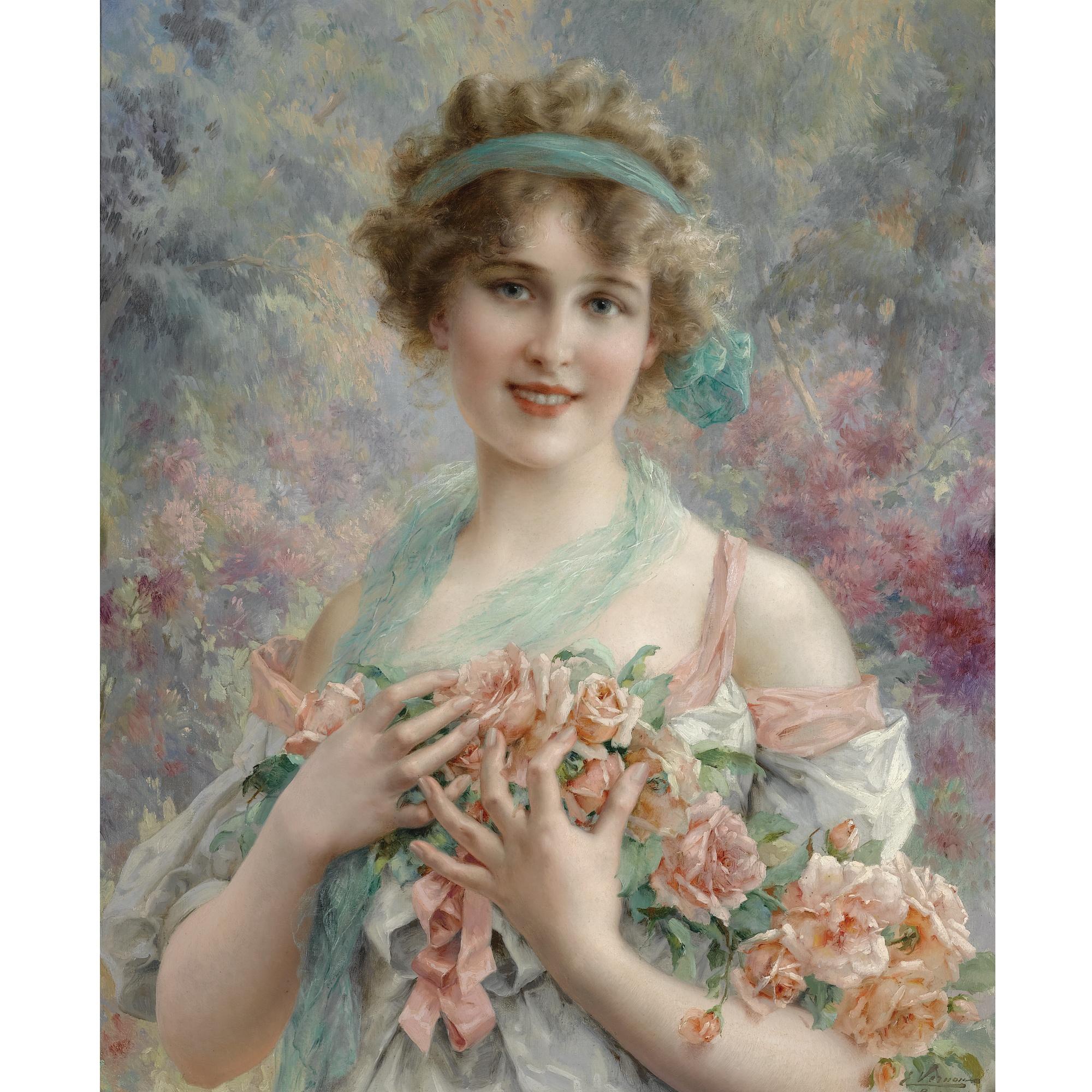 Emile Vernon - French fille Aux Roses