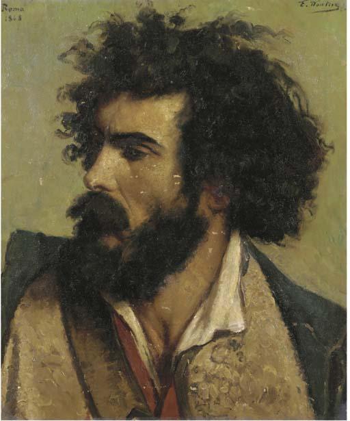 Emile Wauters - Head of a bearded Italian
