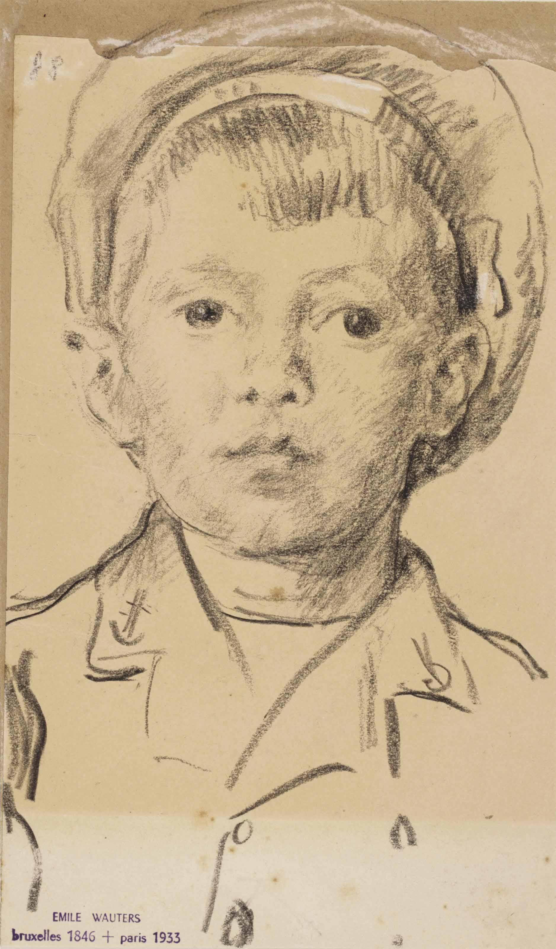Emile Wauters - Portrait Of A Boy, Bust-Length