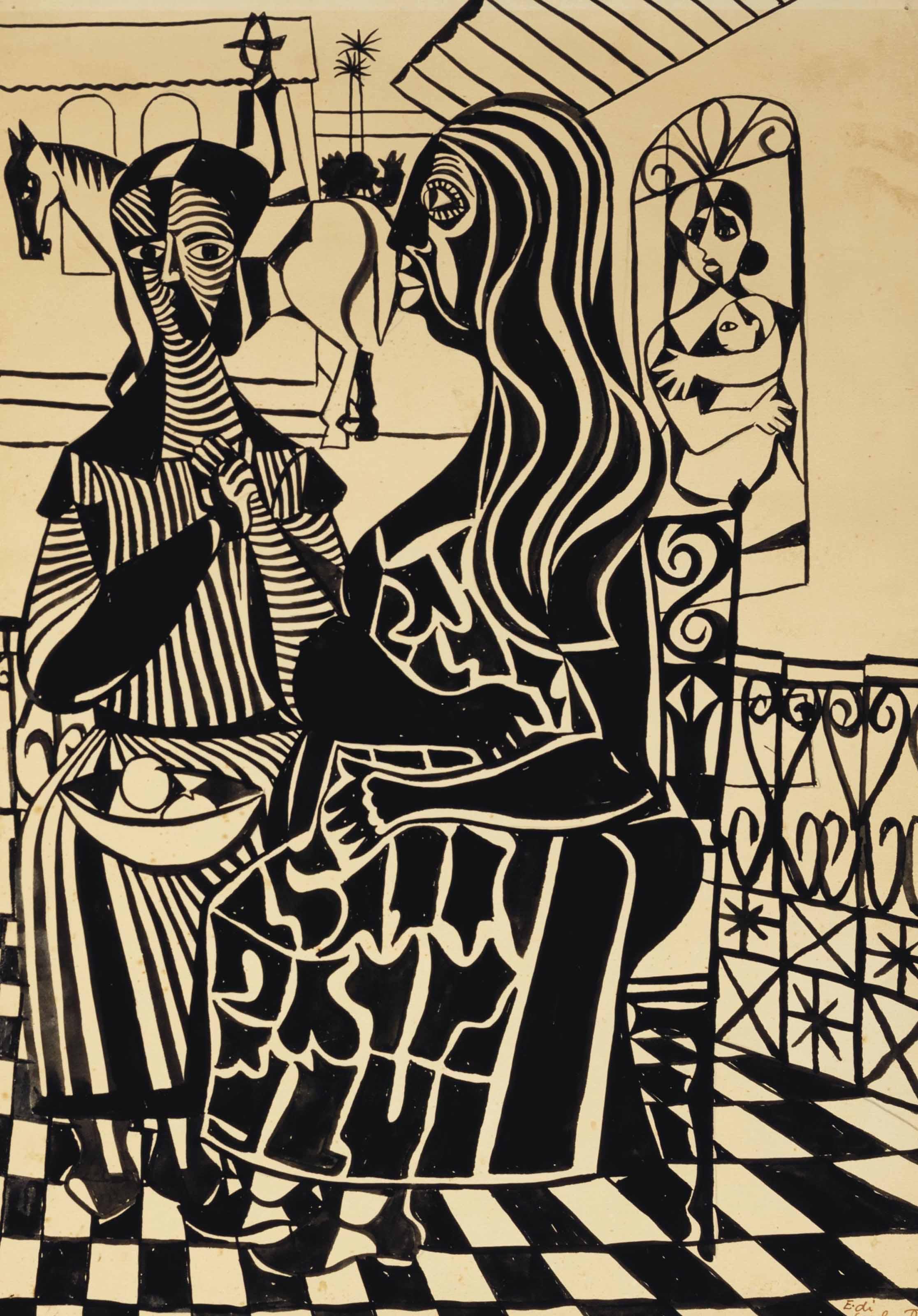 Emiliano Di Cavalcanti - Untitled (Two Women)