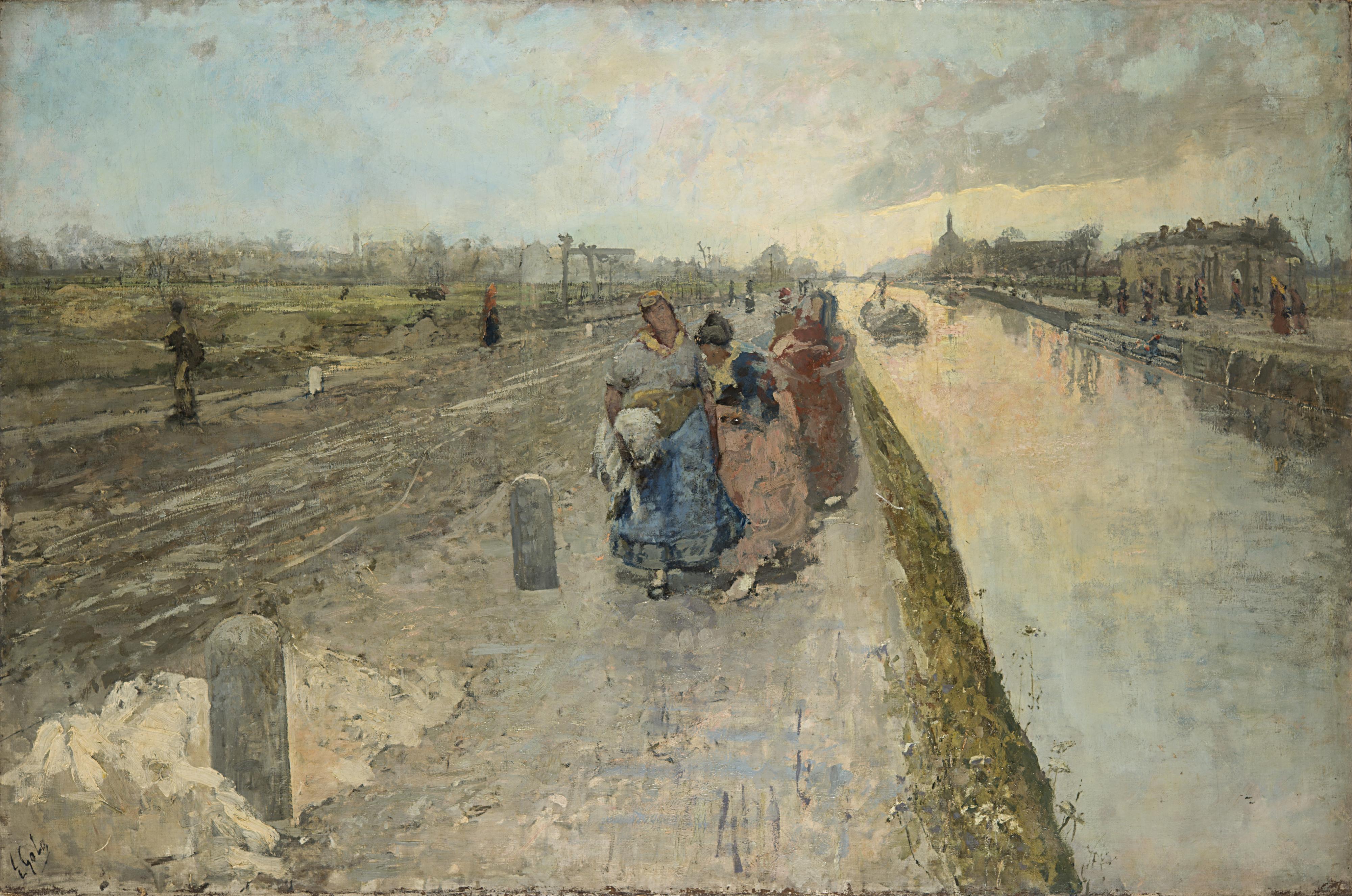 Emilio Gola - Paesaggio lungo il Naviglio Grande