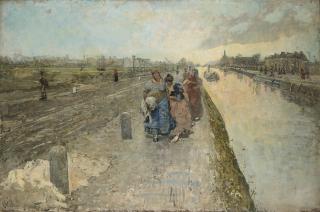 Emilio Gola - Paesaggio lungo il Naviglio Grande